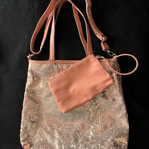 Bronze Sequin Adjustable Crossbody Purse/Tote* - Picture 8 of 10